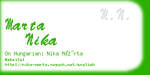 marta nika business card